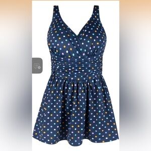 JINXUEER Plus Size Swimsuit Tummy Control Swimwear One Piece Floral Print Swimdr